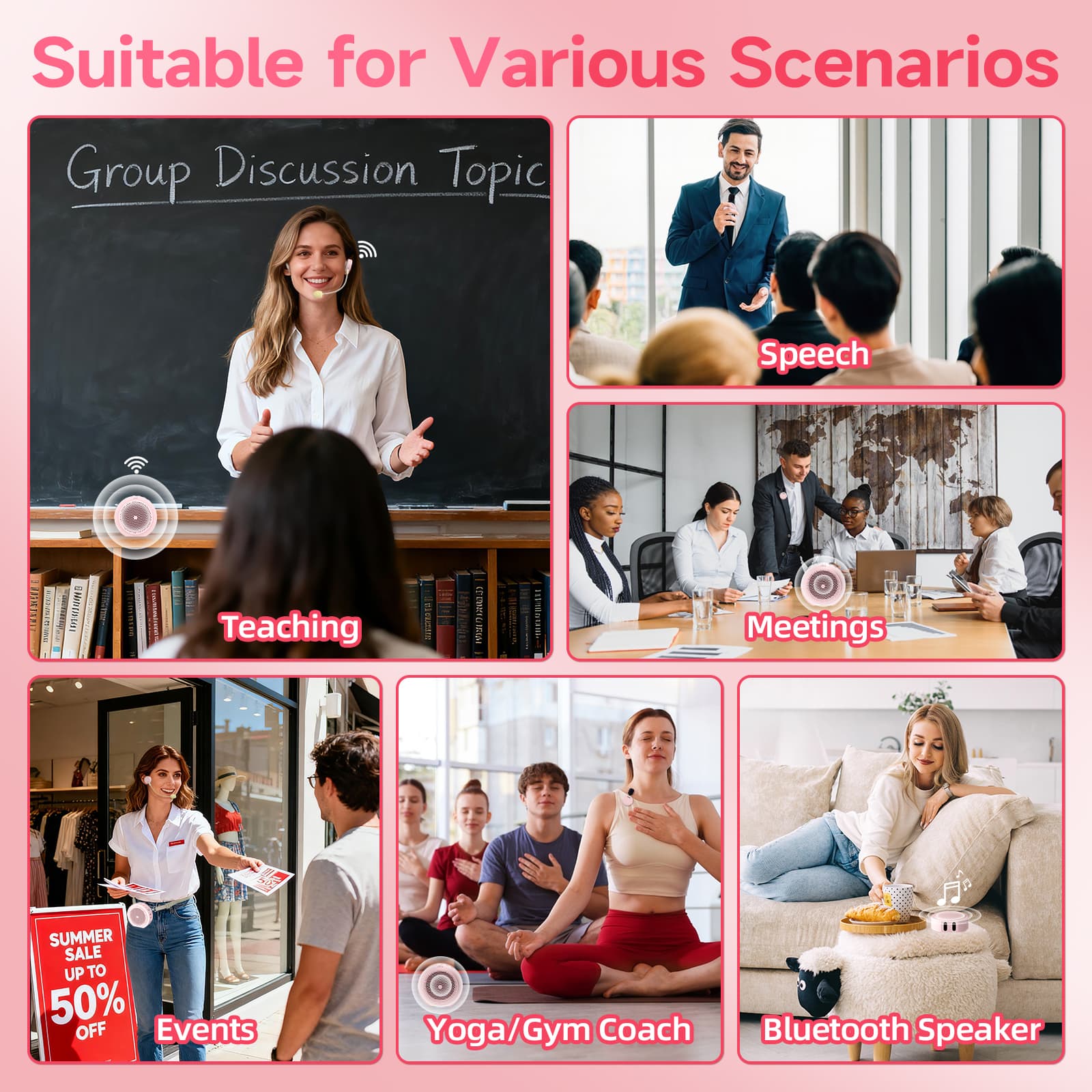 Use the Moman A6 Max Bluetooth voice amplifier for teachers, yoga instructors, and more.