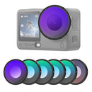 Moman AC6 filters include CPL, ND8, ND16, ND32, ND64, and UV filters in a 6-pack kit for action cameras.