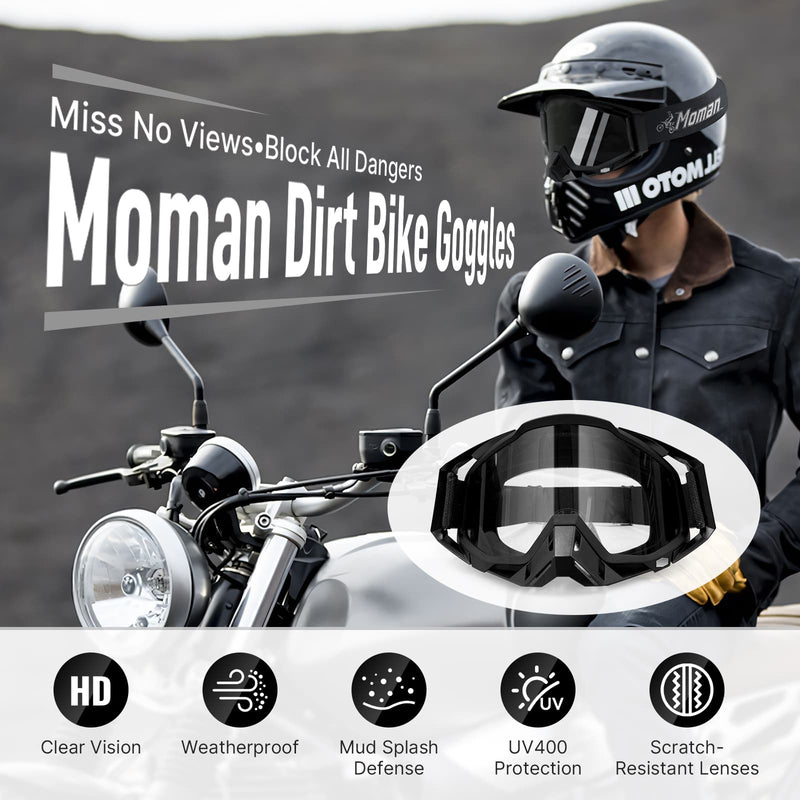 Moman AOG goggles for dirt bike helmets fit well on the helmet.