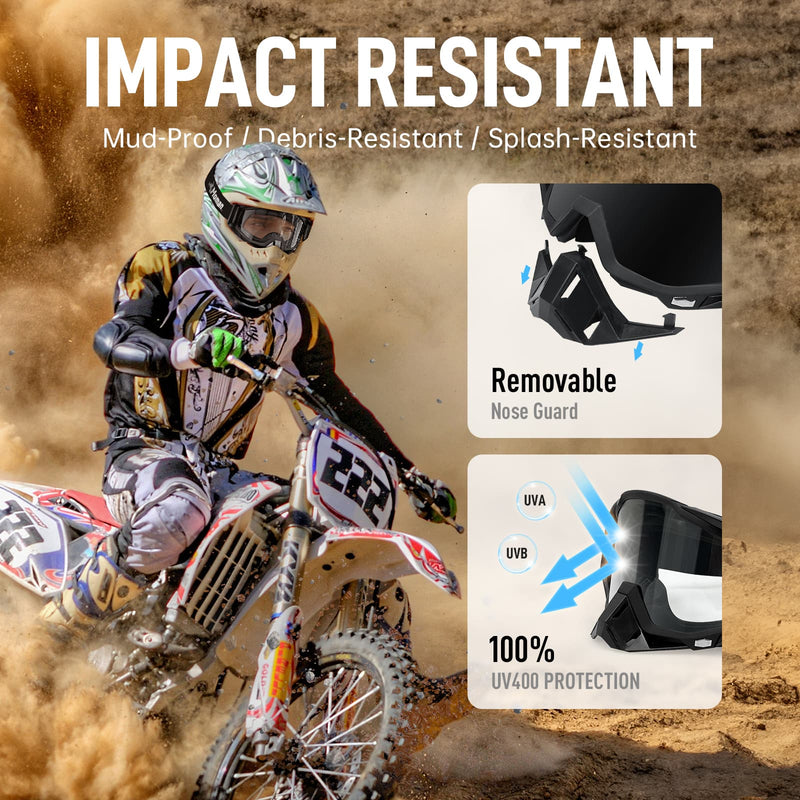 Equip the motorcycle helmets with goggles Moman AOG for full protection with removable nose guard and UV400 protection.