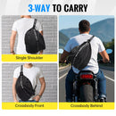 Moman B1 motorcycle helmet sling bag offers 3 ways to carry, including single shoulder, crossbody front, and crossbody behind.