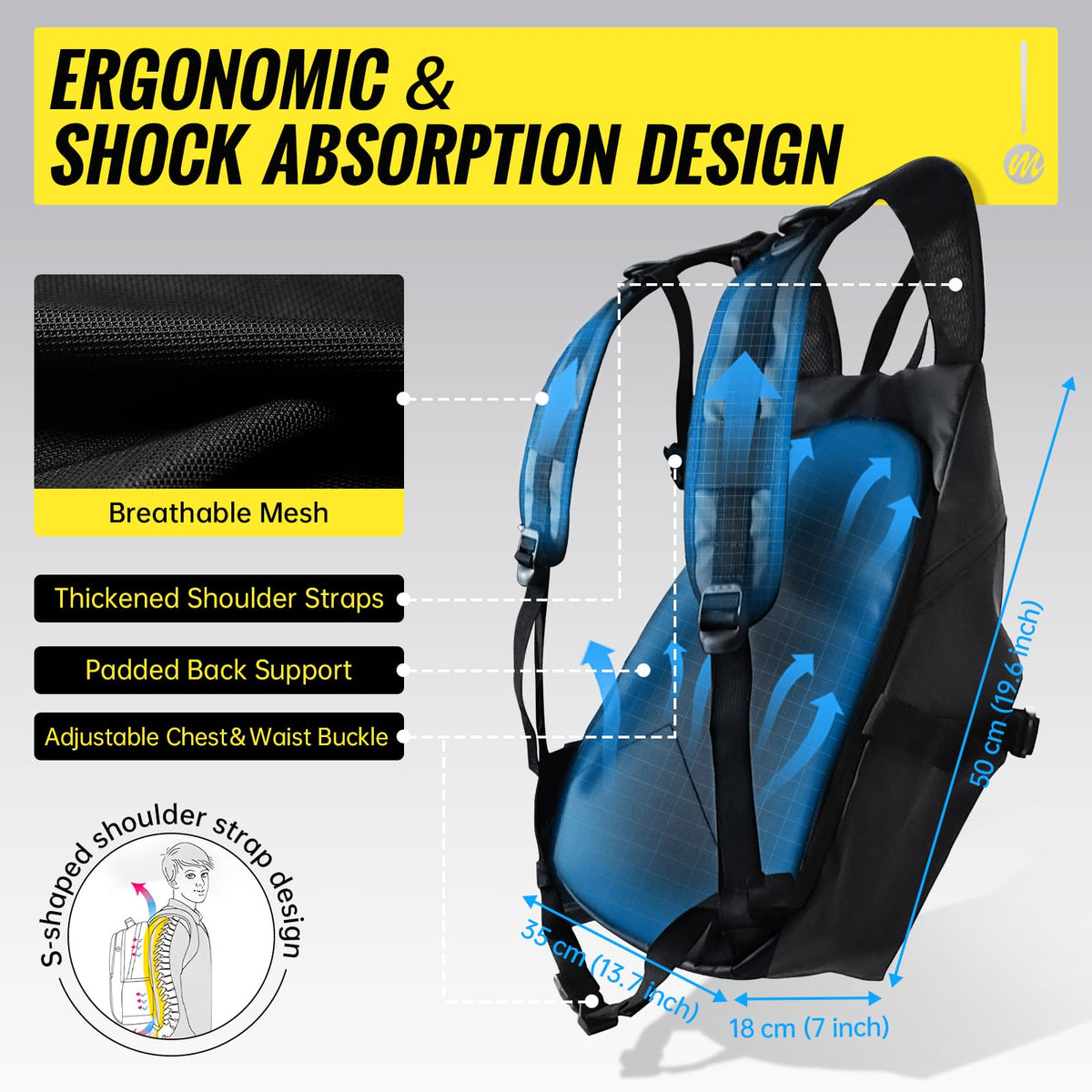 Moman B2R Best Backpack for Motorcycle Helmet, 40L Capacity, Waterproof, Safe, and Comfortable for Motorcycling, Sports, Travel, and Outdoor Use