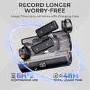 Moman Coin wireless button microphone offers a usage time of up to 48 hours with the charging case.