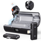 Moman Coin button wireless mic has a version working for smartphone, including two transmitters, a Type-C receiver, a Lightning receiver, and a charging case.