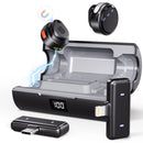 Moman Coin button wireless mic has a version working for smartphone, including two transmitters, a Type-C receiver, a Lightning receiver, and a charging case.