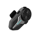 Moman CP-X mesh motorcycle intercom in silver carries a big control knob.