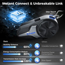 Mesh motorcycle intercom Moman CP-X offers one-touch pairing and stable connection.