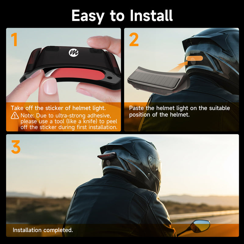 nolan helmet brake light Moman HL1S Wireless Brake Light for Motorcycle, Auto Brake Detection, Solar & USB-C Charging, IPX4 Waterproof