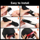 Step-by-step guide for mounting the Moman HLT1 brake light on motorcycle helmet.
