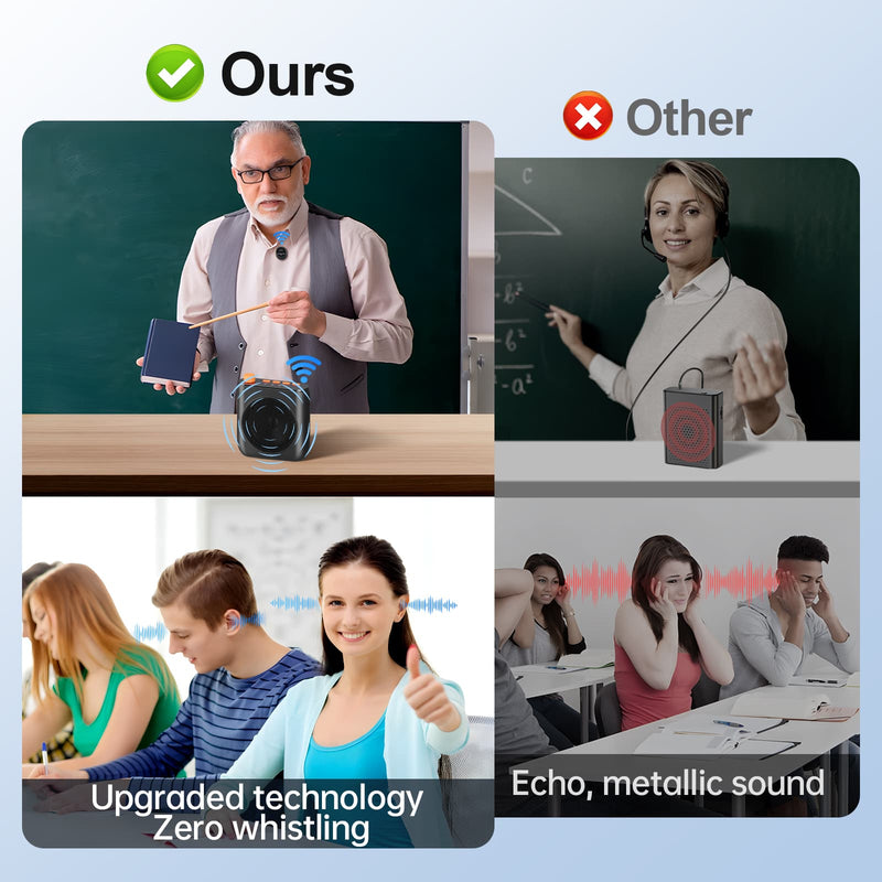 Moman J98 wireless microphone system with amplifier adopts upgraded technology to ensure zero whistling.