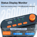 Moman J98 amplifier has display to show battery level, mic and Bluetooth connection statues.