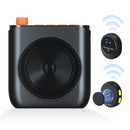 Moman J98 wireless microphone and amplifier set includes two mini wireless mics and a voice amplifier with display.