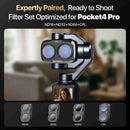Moman PKT4P is designed for DJI Osmo Pocket 4 Pro and includes ND16, ND32, ND64, and CPL lens filters.