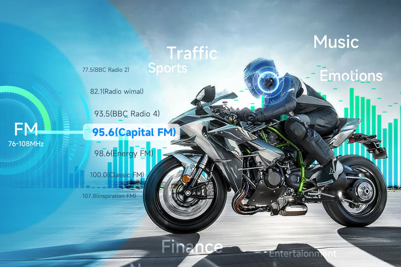 Moman RS-H4P Bluetooth headset with mic for helmet features FM function.