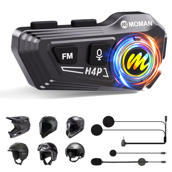 Moman RS-H4P is a Bluetooth headset for full face helmet, modular helmet, etc. It has 3 raised buttons on the body.