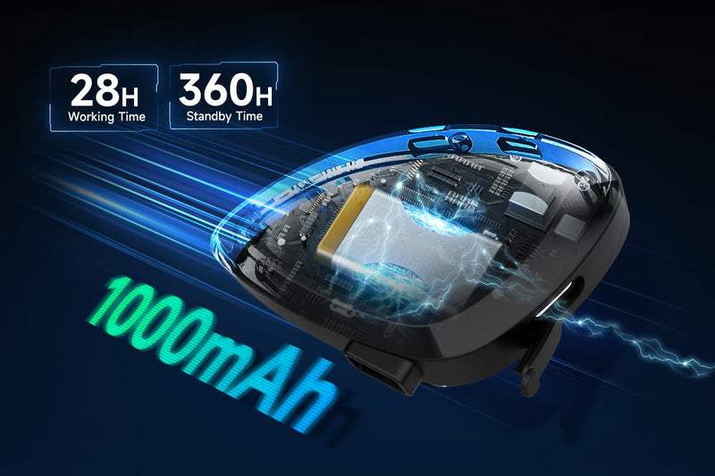 Moman RS-S is equipped with a 1000mAh battery for 28 hours of working time.