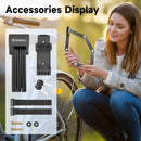 Moman TLK black version package includes a black chain lock, two keys, two Velcro straps, and a bracket mount.