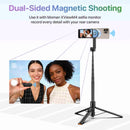 Moman WS22 magnetic selfie stick tripod for iPhone is dual-sided magnetic, and can be used with Moman XViewM4 selfie monitor.