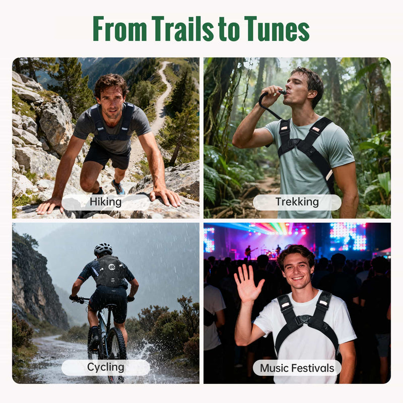 Use the motorcycle backpack with hydration pack for hiking, trekking, cycling, and music festivals.