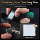 Moman PKT3 stays clean to deliver sharp footage and repels dirt and scratches with with a cleaning cloth.