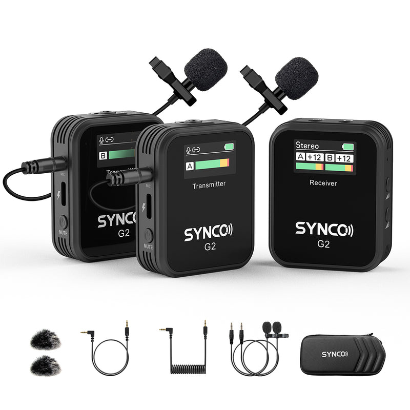 SYNCO G2(A2) Schermo abilitato Il miglior microfono wireless digitale con 2 TX