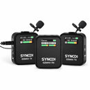 SYNCO G2 Max comes with two transmitters and a receiver, featuring TFT displays and external lavalier microphones with wind muffs.