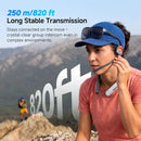 SYNCO Xtalk S connects the group in a range of  250 m (820 ft).