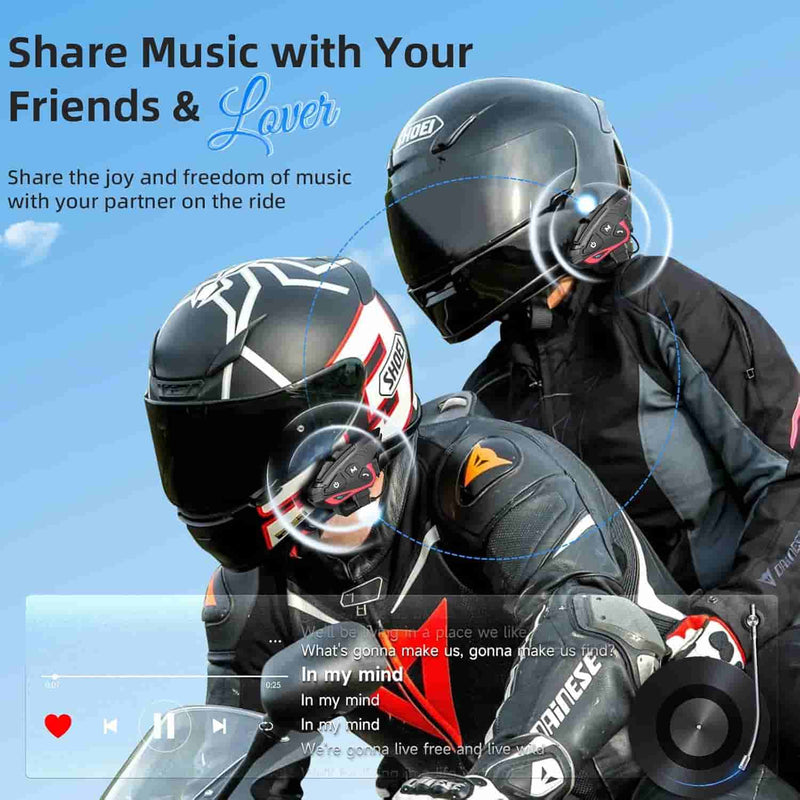 Moman CP-S motorcycle group intercom allows riders to share music.