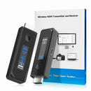 Moman D9T wireless 1080p HDMI transmitter and receiver with LED displays and a package.