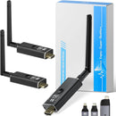 Moman D910 wireless HDMI transmitter and multiple receivers include a transmitter, 2 receivers, and 3 adapters in the pack.