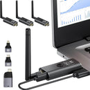 Moman D910 includes a transmitter plugged into a PC, 3 receivers, and 3 adapters.