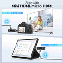 Moman D9T wireless HDMI transmitter and receiver come with a micro HDMI and mini HDMI adapters for connecting cameras and tablets.