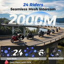 Interfono per moto Moman CP-X Mesh per un massimo di 24 motociclisti, riduzione del rumore ENC, multitasking audio, controllo automatico del volume, portata di 2 km