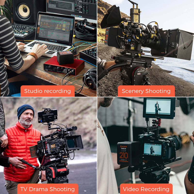 Moman Power 210 enjoys a wide application range, such as studio recording, scenery shooting, TV drama shooting, and video filming.