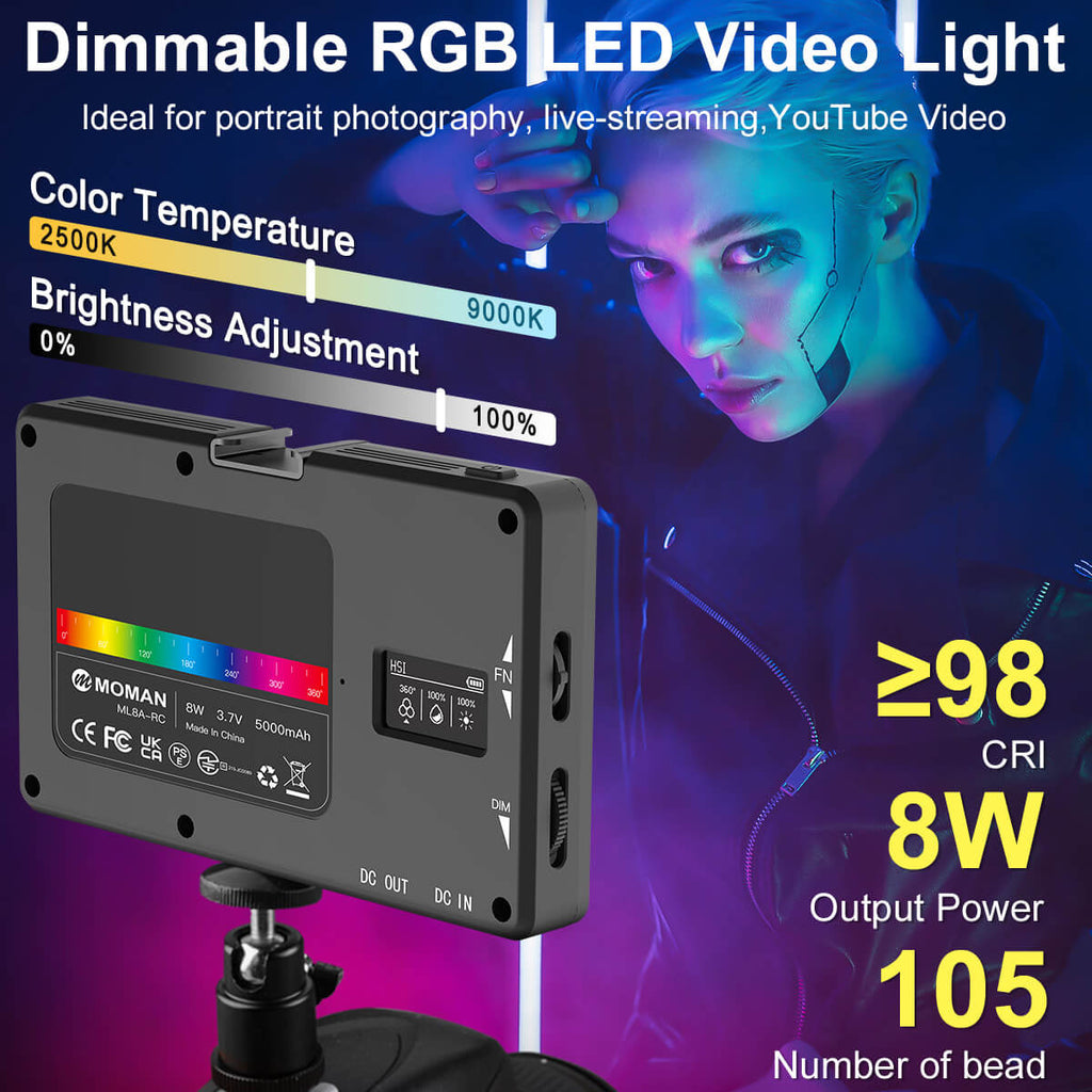 RGB LED Camera Light Moman ML8A-RC