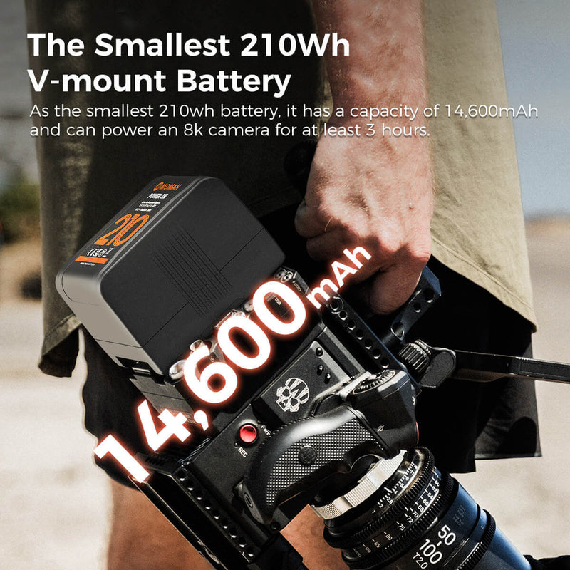  Moman Power 210 has a 14,600mAh capacity and can power an 8K camera for at least 3 hours.