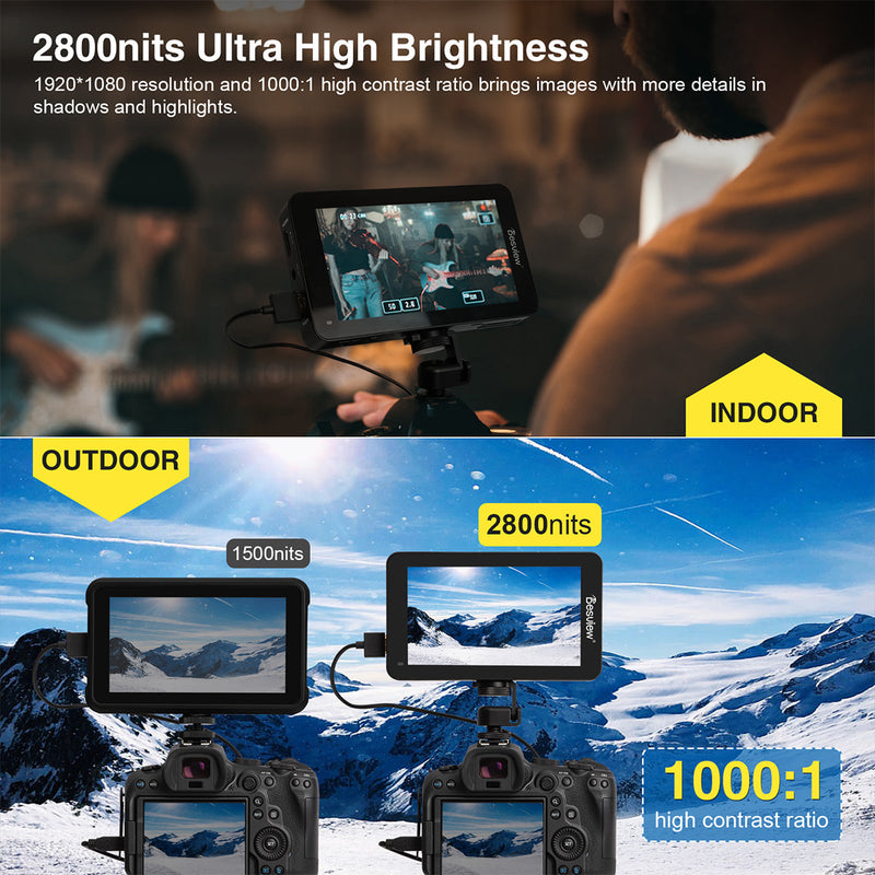 Desview R6 is of 2800nits ultra-high brightness. It can show detailed images even under the hard light
