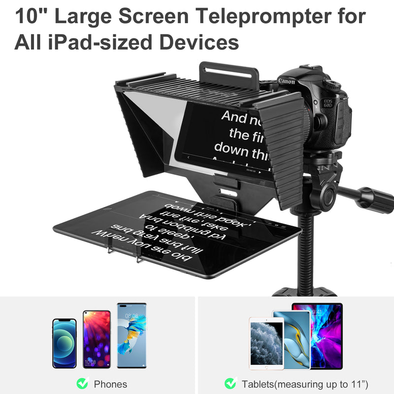 Moman MT2 is a 10" large screen teleprompter for all iPad-sized devices