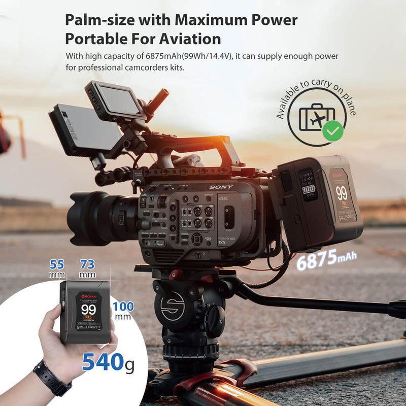 Moman Power 99 Pro is of portable size, weighing only 540g. This li-ion battery is available to carry on plane.