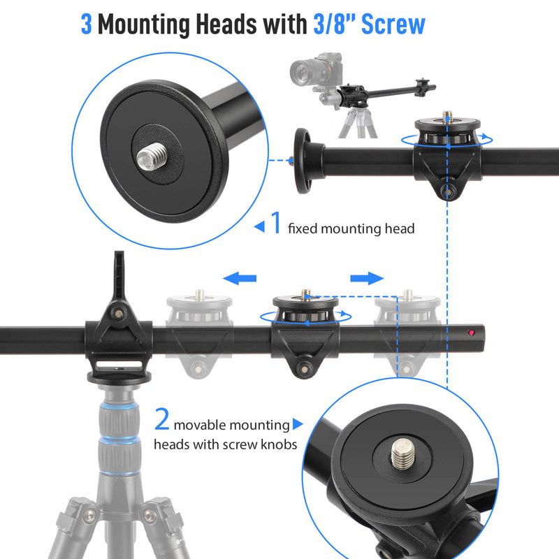 Moman A620 has 3 mounting heads with 3/8" screw