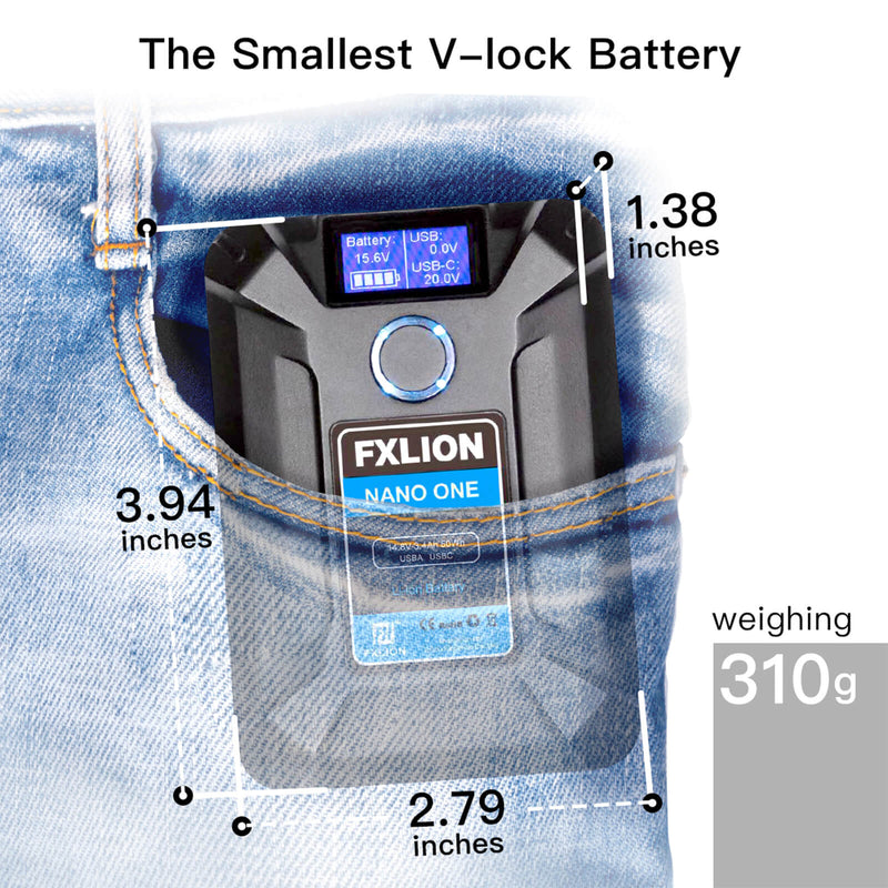 Fxlion Nano One weighing 310g is the smallest v-lock battery