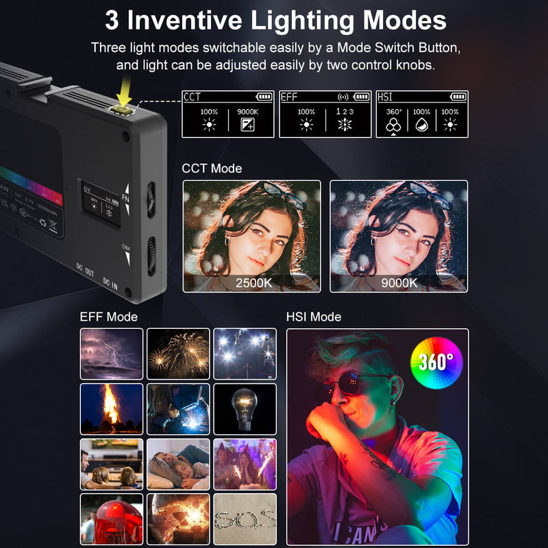 Moman ML8A-RC supports 3 unique lighting modes, which are switchable easily by one button