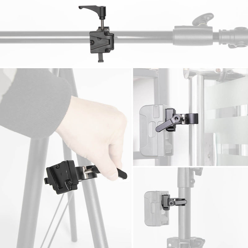 Moman VBC v battery mount provides a smooth setup and tight fixing to photographic equipment’s pole