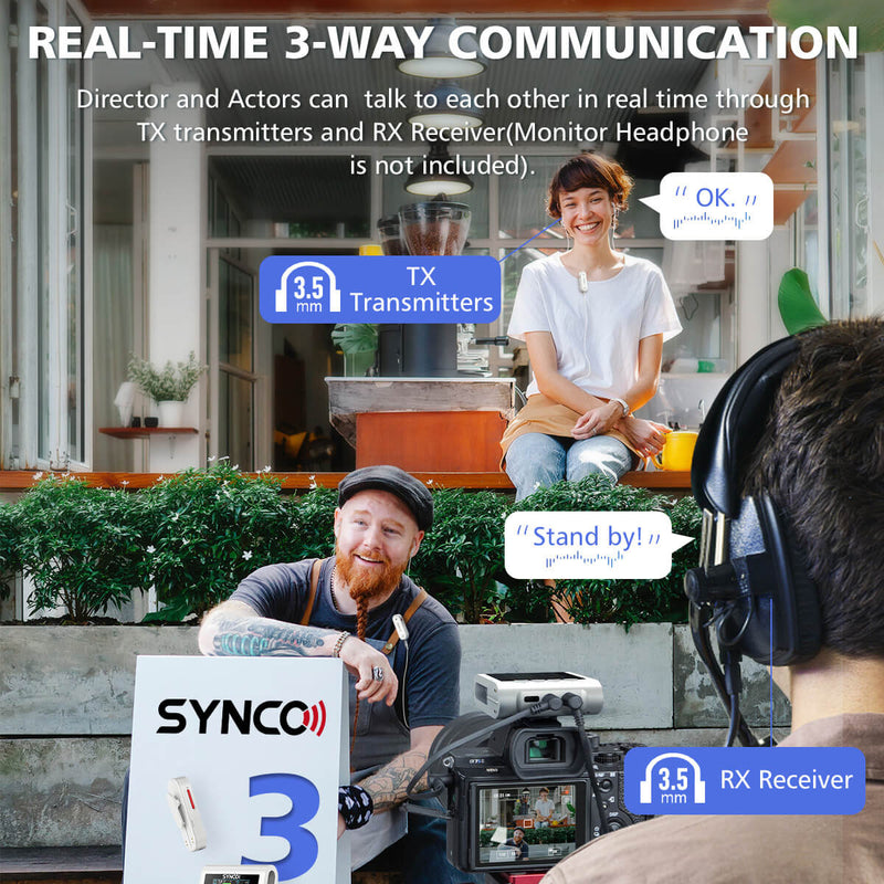 SYNCO G3 wireless collar microphone with wireless receiver supports a real-time 2-way communication of clear and natural sound