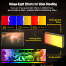 Moman MLX-RGB wedding photography light LED panels have special effects for video shooting like warning lamp. flashing, and gradient mode