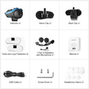 Moman H3's package: A intercom, two hook and loop fasteners, a pair of speakers with microphone, a screw driver, etc.