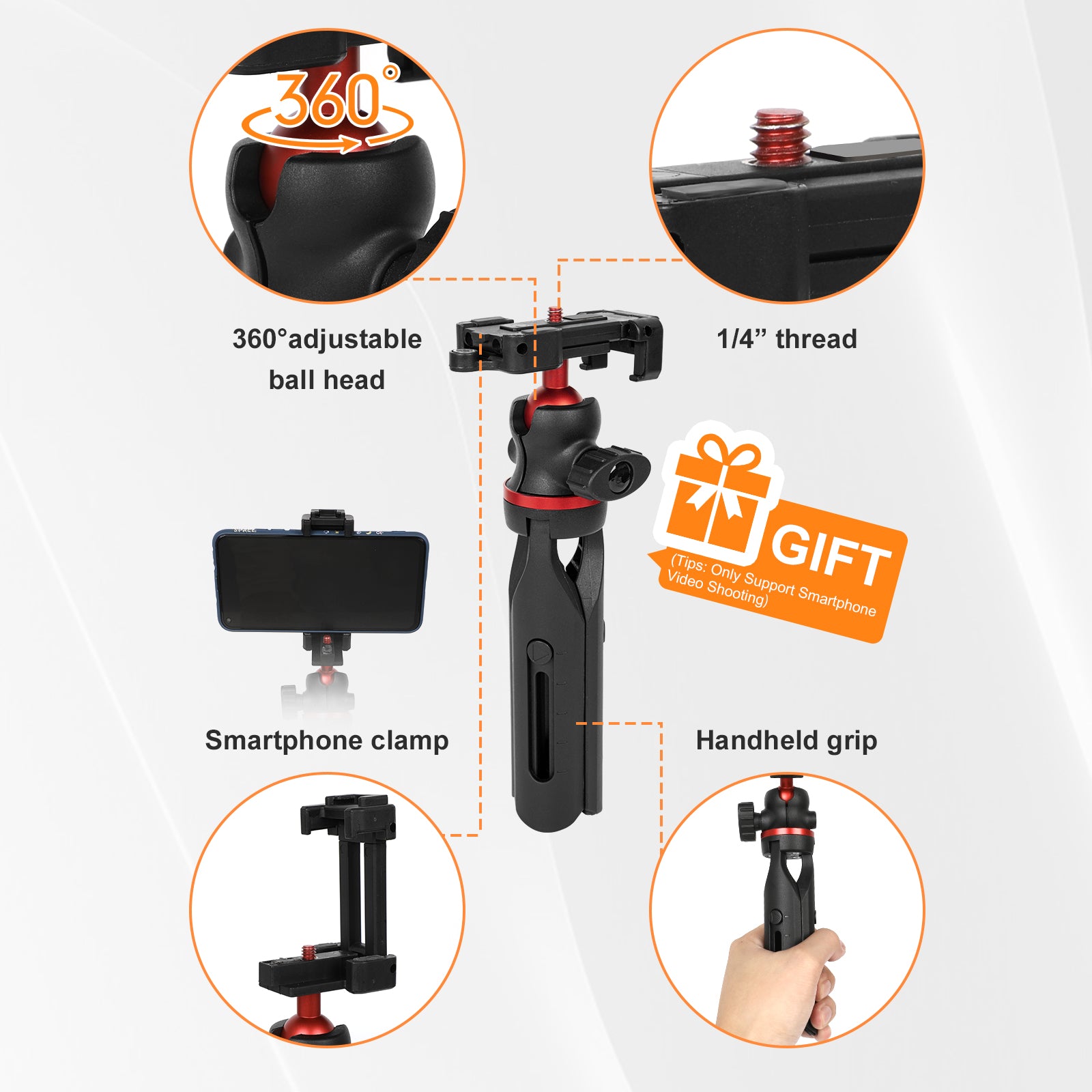 Moman MT2 includes a vlogging tripod kit with a 360° adjustable 1/4