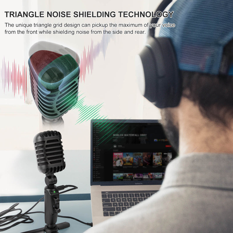 Moman EMR usb condenser microphone has a triangle noise shielding technology 