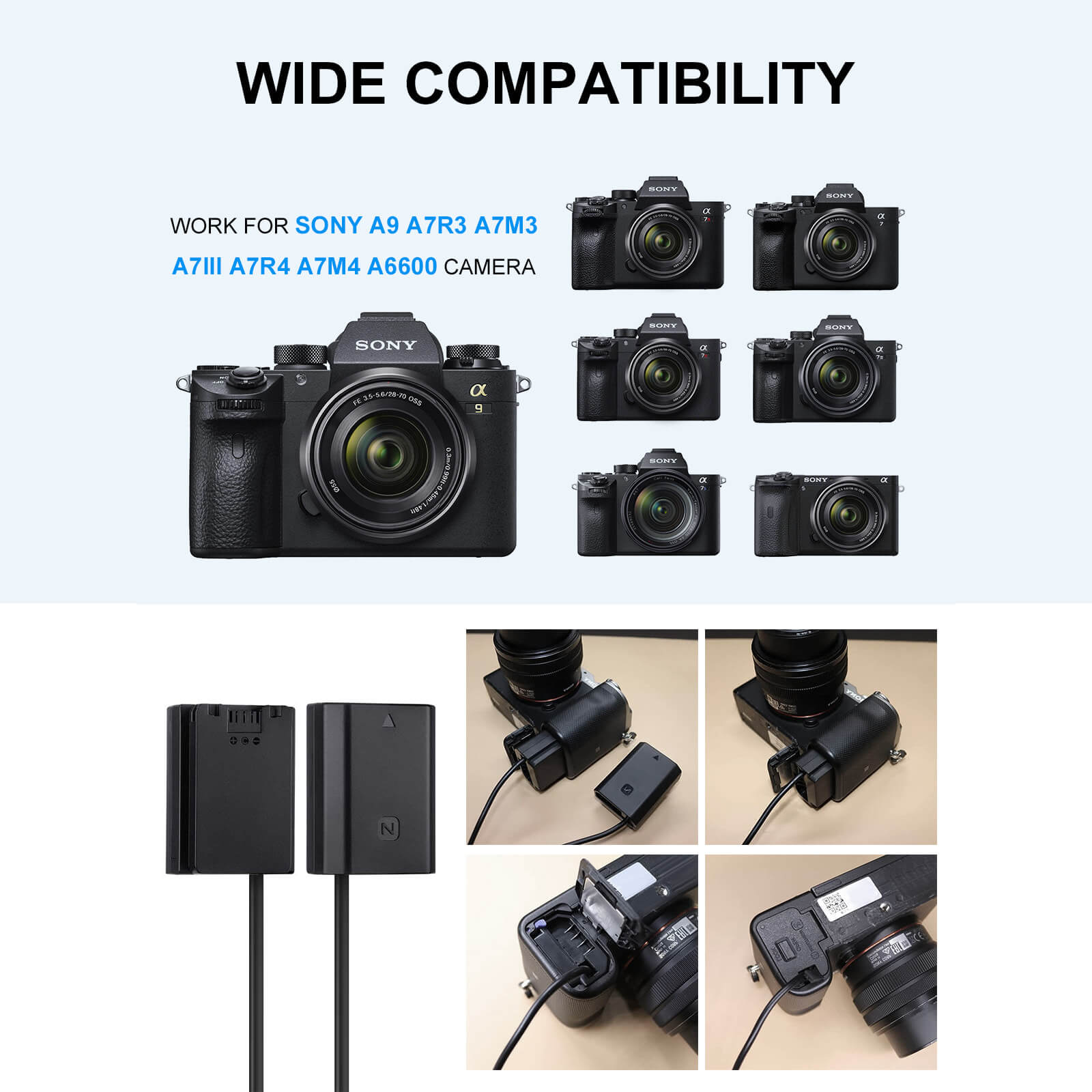 Moman DFZ100 of broad compatibility works for Sony A9 A7R3 A7M3 A7III A7R4 A7M4 A6600 Camera