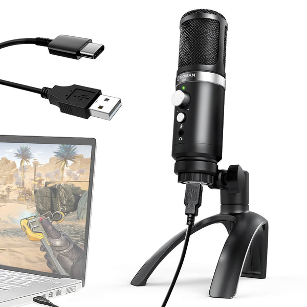 Best USB PC microphone Moman EM1 Black adopts the plug & play design for quick, convenient, and high quality recording 